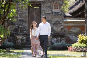prewedding in museum bali monument with love couple majestic beautiful temple walk